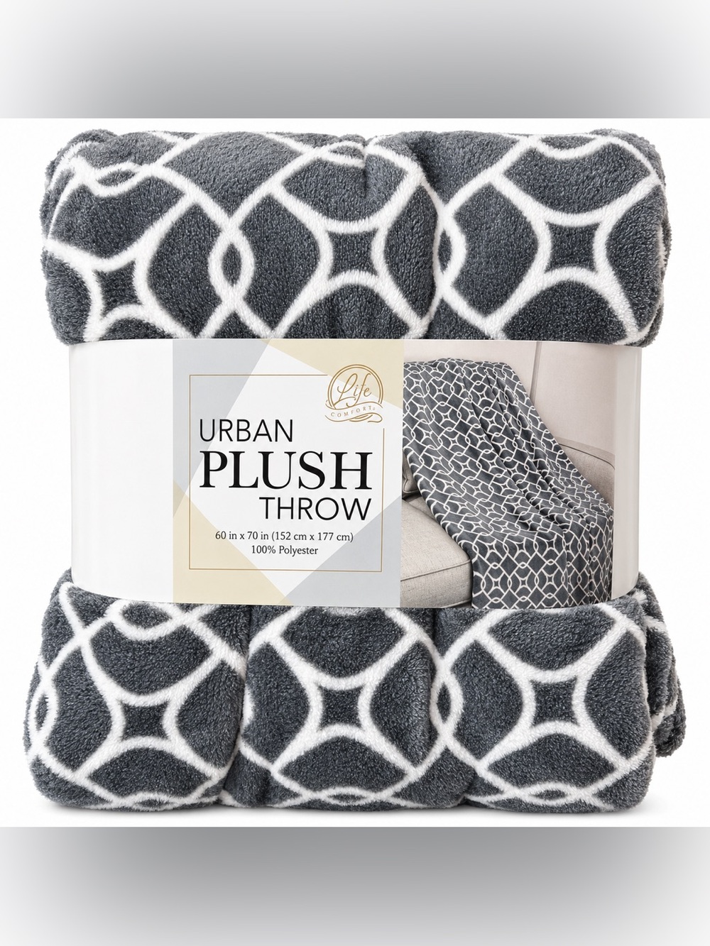 Urban Plush Throw Blanket - Gray Geometric Pattern